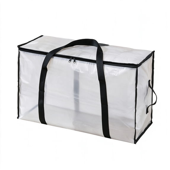 Clear Plastic Storage Bag,Transparent Zippered Organizing Tote,Space Saving Closet Organizer for Clothes Bedding and Travel Packing