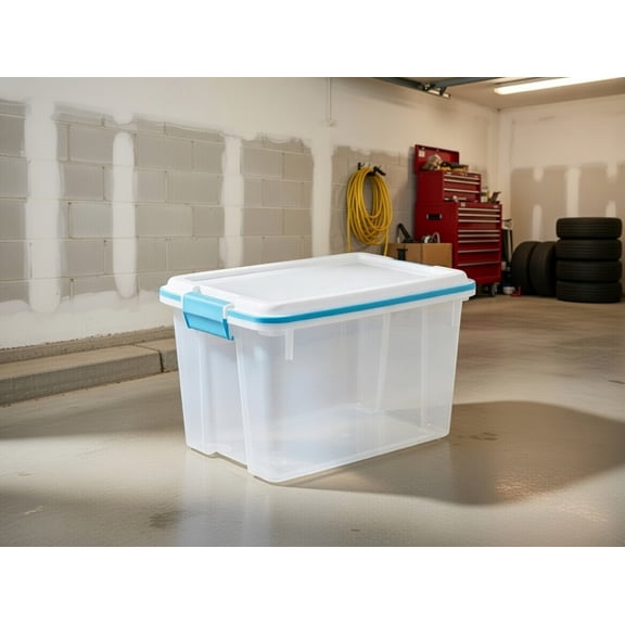 Clear Plastic Storage Bin with Secure Latch Lid - 20 Quart Stackable Organizing Container, Transparent Tote Box for Home, Garage, Closet