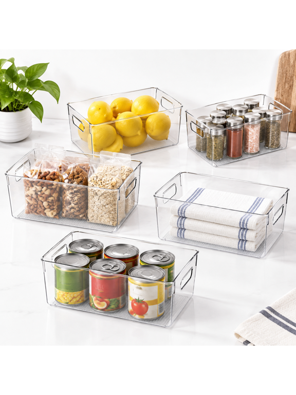 Clear Plastic Storage Bins 10 X 6 X 5.1 Inches For Home Organization