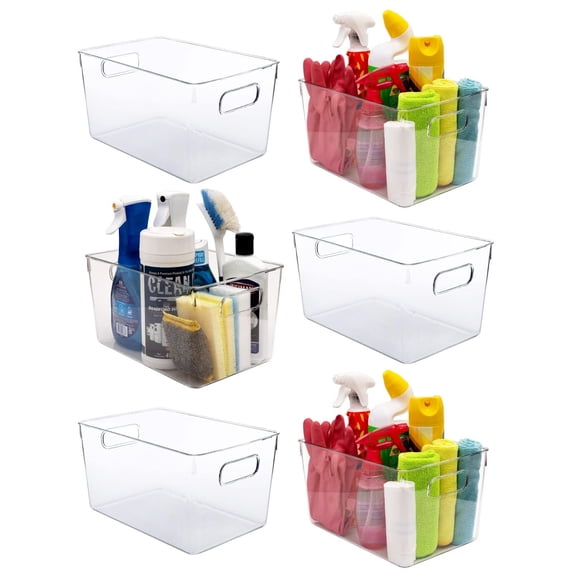 Clear Plastic Storage Bins For Kitchen Organization Or Pantry And ...