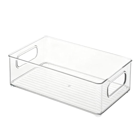 Clear Plastic Storage Bins with Handles, Stackable Organizer Bins, Multi-purpose Storage Containers for Pantry Refrigerator Freezer Kitchen Sink Bathroom Laundry Room Home Office Organization