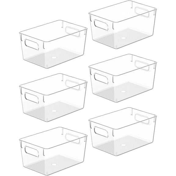 Clear Plastic Storage Bins, Pantry Organizers and Storage Containers Fridge Organizer Bins for Organizing Kitchen Cabinet Organizer Bin Bathroom Freezer Refrigerator Organization
