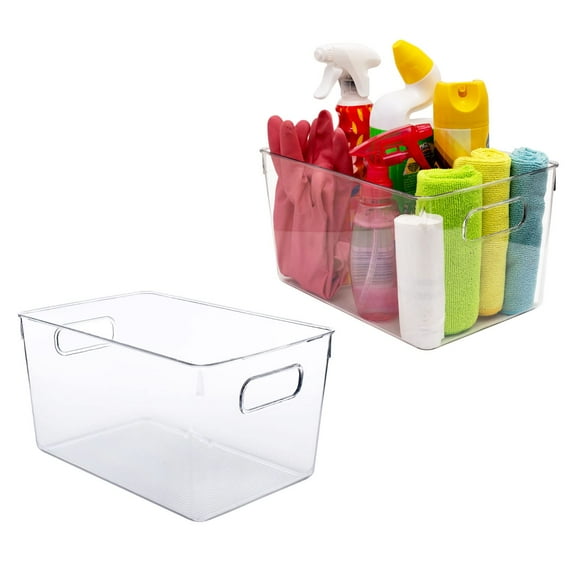 Clear Plastic Storage Bins, Perfect for Kitchen Organization or Pantry Organization and Storage, Fridge Organizer Plastic Bins, Pantry Storage and Organization Bins, cabinet organizers and storage