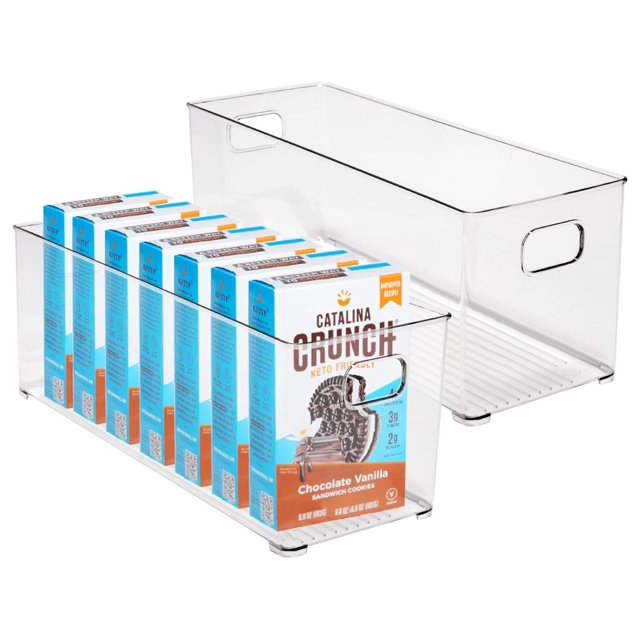 Clear Plastic Storage Bins, Stackable Pantry Organization and Storage