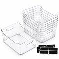 Kitchen Plastic Container Clear Plastic Storage Bins with Labels, XXL 12 Pack, BPA-Free Durable ...