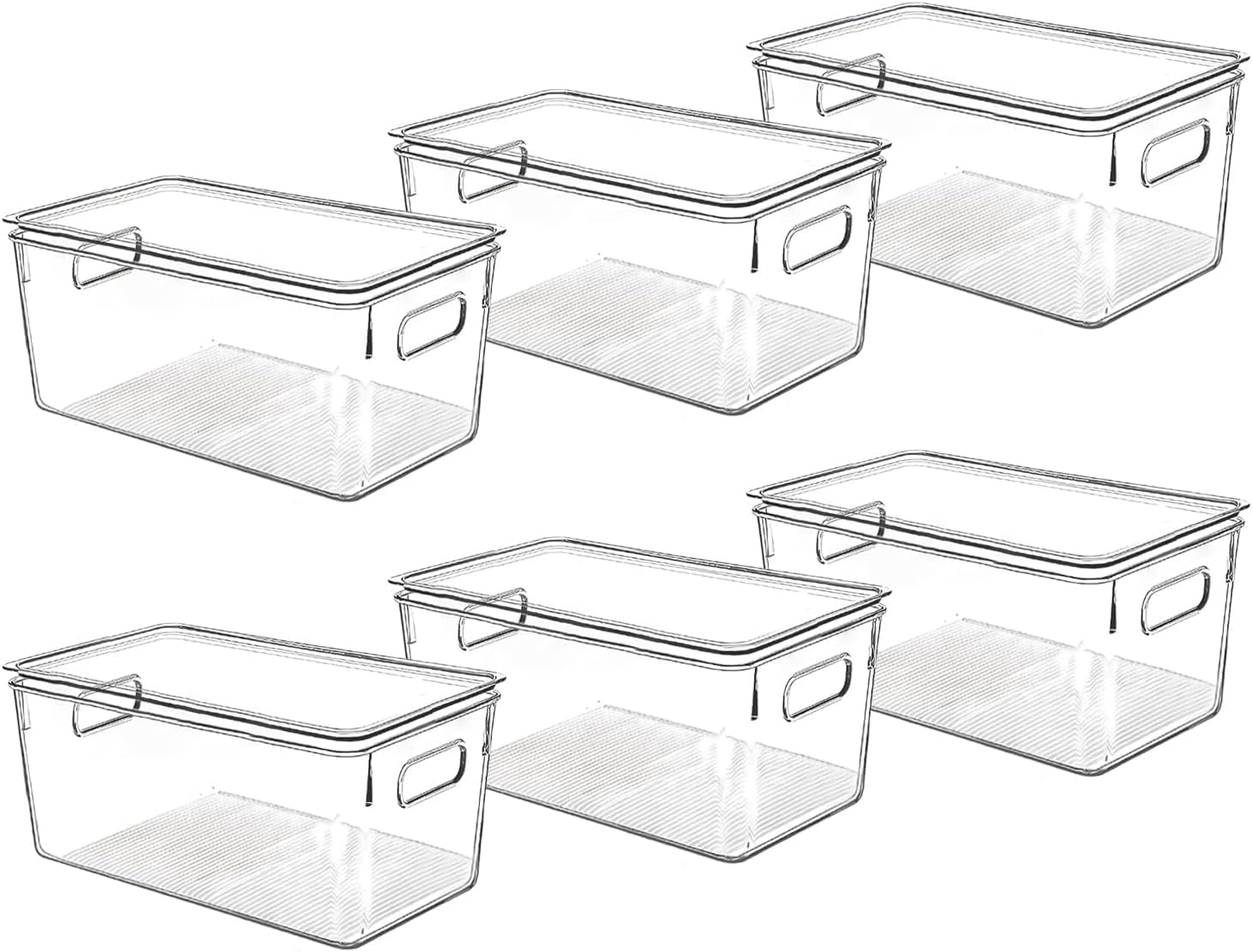 Clear Plastic Storage Bins with Lids Stackable Kitchen Pantry Organizer ...