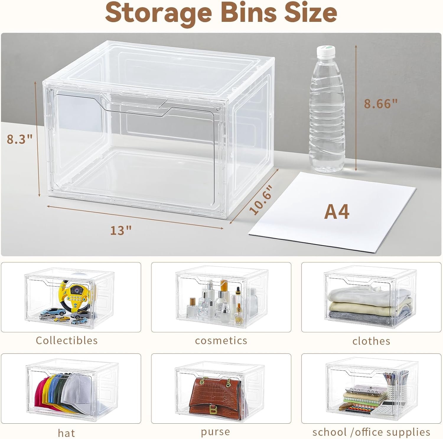 - Clear Plastic Storage Bins with Magnetic Door, 8 Pack Storage ...