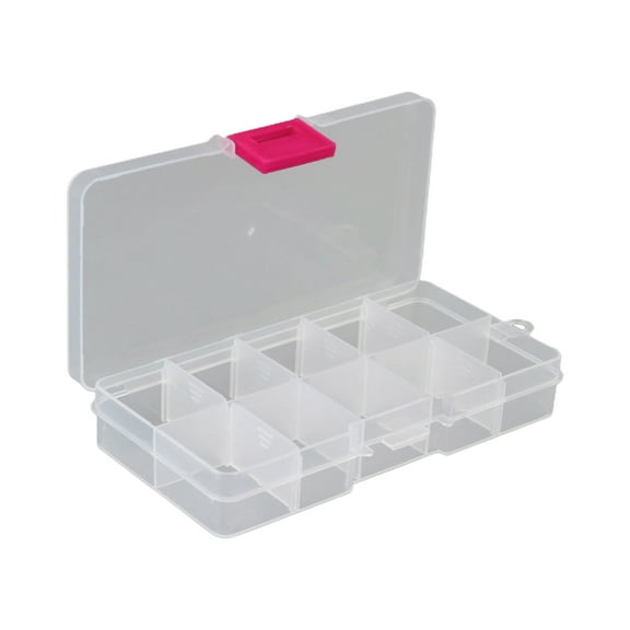 Clear Plastic Storage Box 10 Compartment with Sealing Lid Container for Case for Small Jewelry Ring for Pill Multicolor