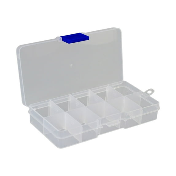 Clear Plastic Storage Box 10 Compartment with Sealing Lid Container for Case for Small Jewelry for Multicolor Organization Holder