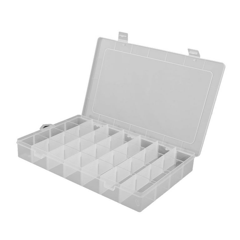 Clear Plastic Storage Box, 28-Grid Plastic Adjustable Jewelry Organizer Box  Storage Container Case with Removable Dividers