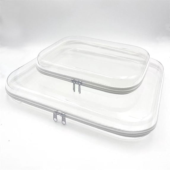 Clear Plastic Storage Box,2PCS Clear Hard Shell Zipper Case,Portable Item Storage Box,Travel Organizer Box,Hard Zipper Case for Vacation,Travel,Bathroom and Organizing