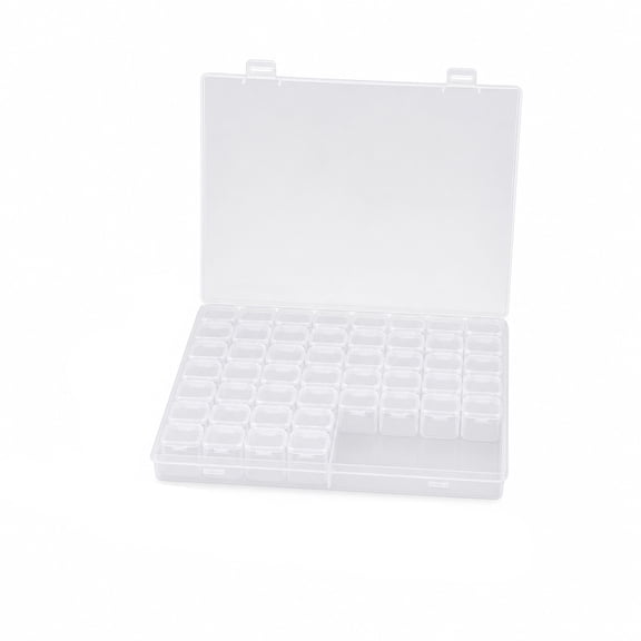 Clear Plastic Storage Box, 56 Compartments White Transparent Portable with Lid, 1 Pack Divided Organizer Case, for Beads Crafts Jewelry Small Hardware Parts Sewing Supplies Desktop Home Organization