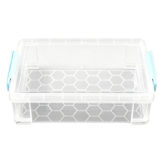 Clear Plastic Storage Box, 8.85X2.75X5.5inch Stackable Lidded Organizer Bin with Secure Latch, Durable Transparent Container for Home, Office, Pantry, Closet Organization