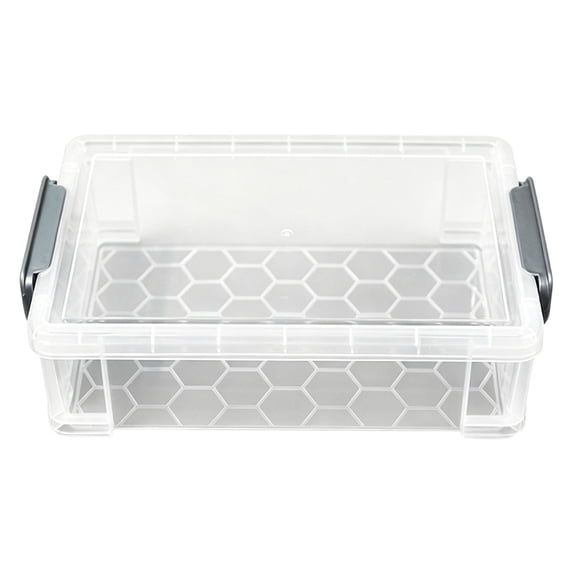 Clear Plastic Storage Box, 8.85X2.75X5.5inch Stackable Lidded Organizer Bin with Secure Latch, Durable Transparent Container for Home, Office, Pantry, Closet Organization