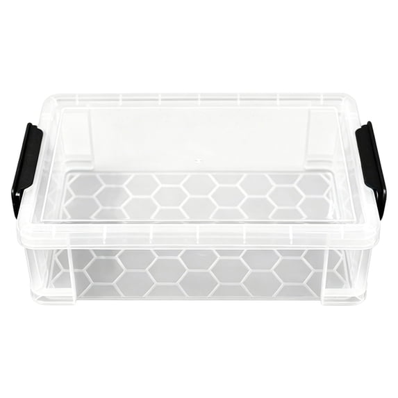 Clear Plastic Storage Box, 8.85X2.75X5.5inch Stackable Lidded Organizer Bin with Secure Latch, Durable Transparent Container for Home, Office, Pantry, Closet Organization