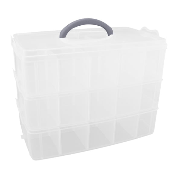 Clear Plastic Storage Box, Bead & Jewelry Organizer for Craft Supplies, Portable DIY Art Supply Organizer for Beads, Buttons, Thread, Sewing Kit, Small Parts