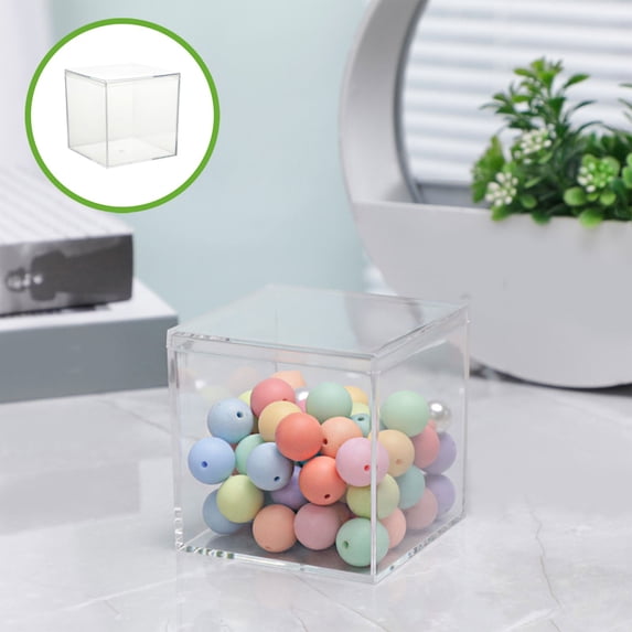 Clear Plastic Storage Box, Transparent Acrylic Container With Lid, 10x10x10cm Organizer For Toys Candy Jewelry Party Gifts Display