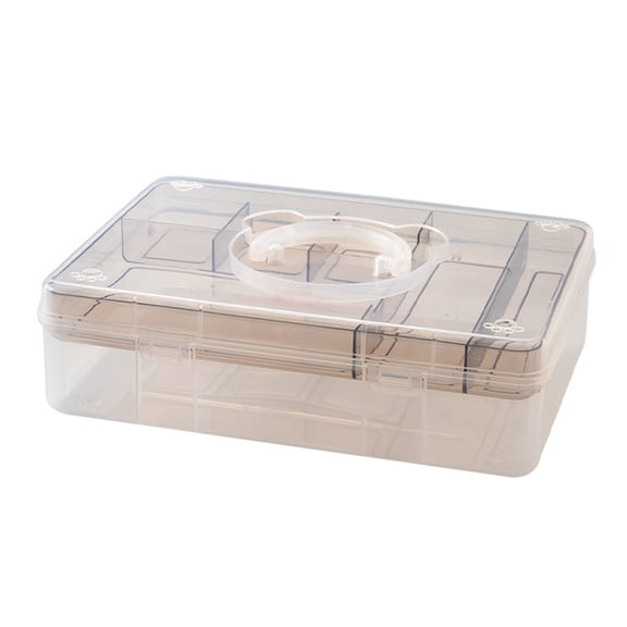Clear Plastic Storage Box With Handle Stackable Double Layer Organiser Storage Box for Art Supplies Stationery