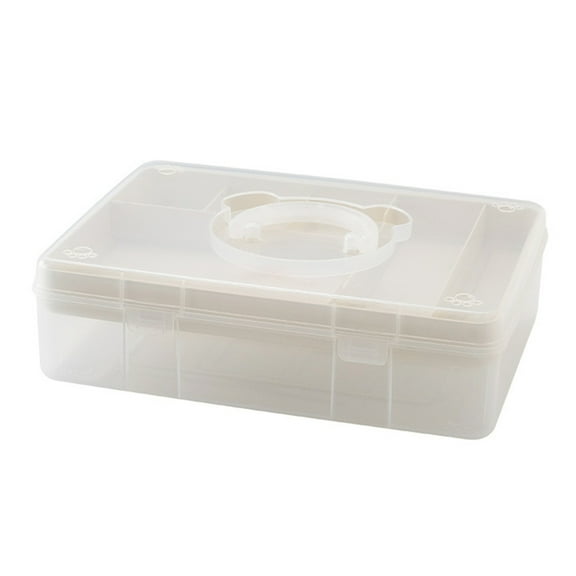 Clear Plastic Storage Box With Handle Stackable Double Layer Organizer Storage Box for Art Craft Supplies Stationery