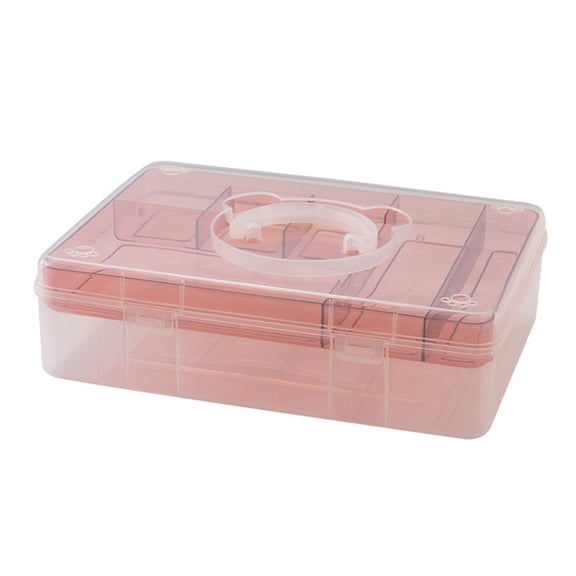 Clear Plastic Storage Box With Handle Stackable Double Layer Organizer Storage Box for Art Craft Supplies Stationery