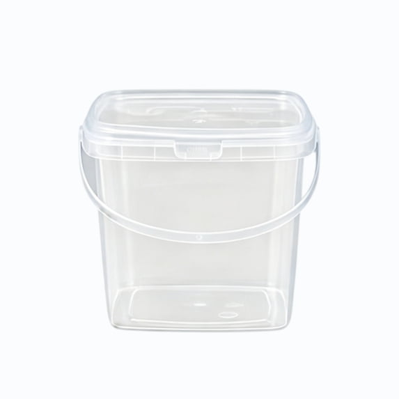 Clear Plastic Storage Buckets with Sealed Lids and Handles - 4.8x3.7x3.7in