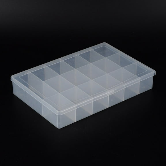 Clear Plastic Storage Container With Lid 17 Compartments 18cm wide 27cm long 4.6cm high