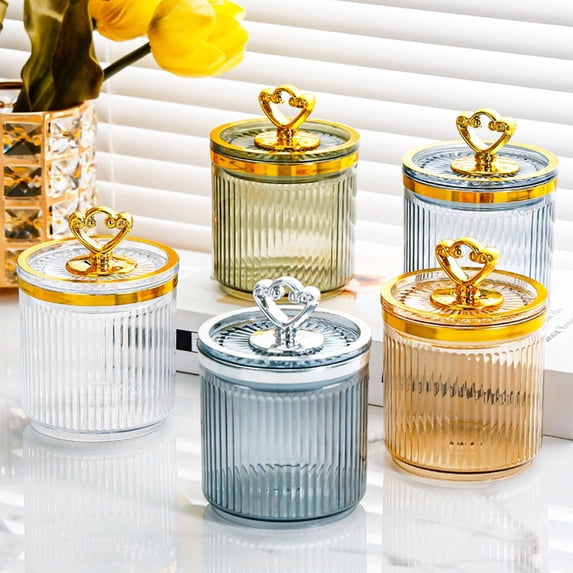 Clear Plastic Storage Jars, Airtight Food Containers, for Flour Sugar Coffee, Sealed Lids, Kitchen Pantry Organizer, Countertop Display, Home Cooks, Meal Prep Containers Akmoler | Gold