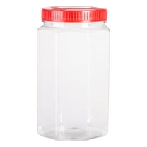 Clear Plastic Storage Jars with Red Screw Lids, Airtight Stackable Containers for Candy Crafts Pantry, Bpa-Free Reusable 6 Oz Small Jar Set, Freezer & Dishwasher Safe, 1 Honey Pickle Airtight Jar