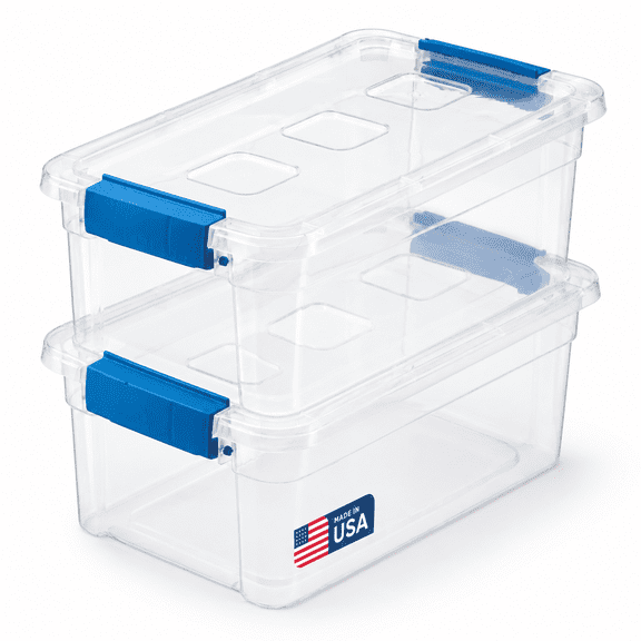 Clear Plastic Storbwith Lids Stackable (6 Quart)