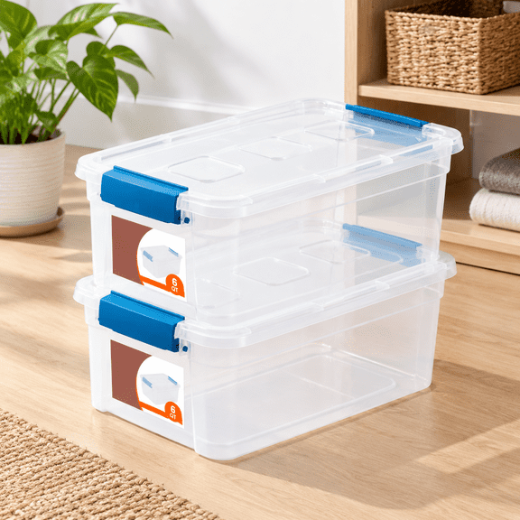 Clear Plastic Storbwith Lids Stackable (6 Quart)