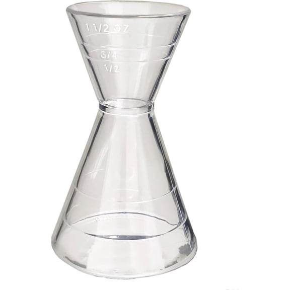 Clear Plastic Super Double Jigger Shot Glass Mixed Drink Measurer