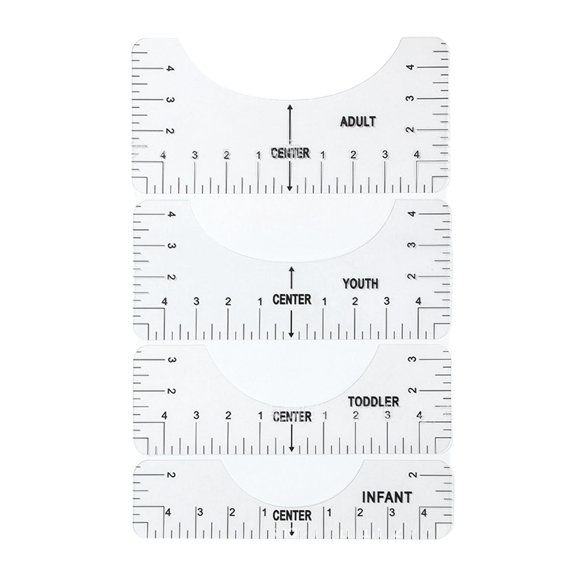 Clear Plastic T-Shirt Ruler Scale with Glossy Corners - 4-Pack for Precise T-Shirt Alignment and Measurement, Ideal for Household Use
