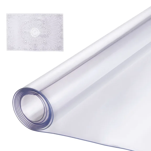 Clear Plastic Table Cover 48x48 Inch 1.5 mm Thick Waterproof PVC Desk Protector Easy to Clean Mat for Office Dining Room and Nightstand Use
