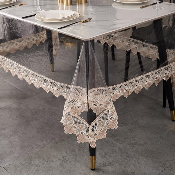 Clear Plastic Table Cover Protector Square Waterproof Oilproof Vinyl Tablecloth 60 X 60 Inch Heavy Duty Wipeable Reusable Transparent Cloth For Dining & Party