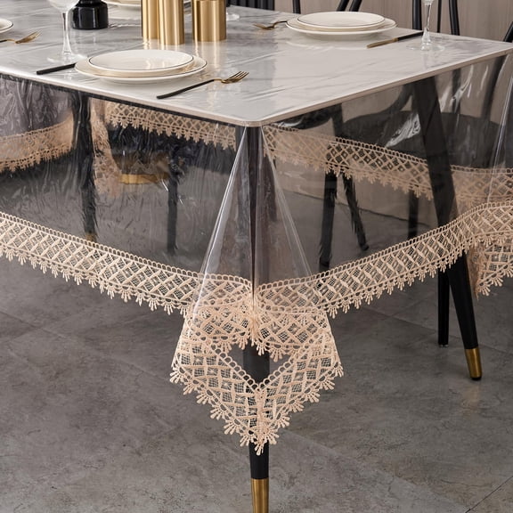 Clear Plastic Table Cover Protector Square Waterproof Oilproof Vinyl Tablecloth 60 X 60 Inch Heavy Duty Wipeable Reusable Transparent Cloth For Dining & Party