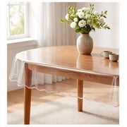 DurableDelights Transparent Vinyl Tablecloth Protector - Waterproof Oil-Proof for Oval Table, 54 x 72 Inch
