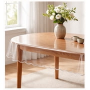 DurableDelights Clear Oval Table Cover Protector 54 x 72 Inch Tablecloth, Table Protector for Dining Tables, Transparent Vinyl, Waterproof, Oil-Resistant, for Kitchens