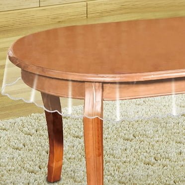 Clear Plastic Tablecloth Protector - Clear Plastic Tablecloth Waterproof and Oil-Proof for Oval Dining Table and Writing Desk – 54 x 72 Inch