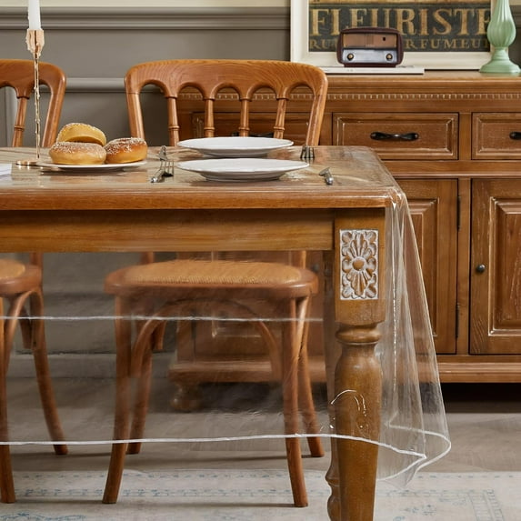 Clear Plastic Tablecloth Rectangle Vinyl Transparent PVC Table Cloth ...