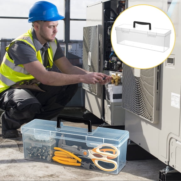 Clear Plastic Tool Box Organizer, Portable Hardware Storage Box with Snap Lid for Screws, Nuts, Bolts, Fishing Tackle Accessories