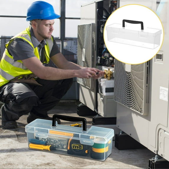 Clear Plastic Tool Box Organizer, Portable Hardware Storage Box with Snap Lid for Screws, Nuts, Bolts, Fishing Tackle Accessories