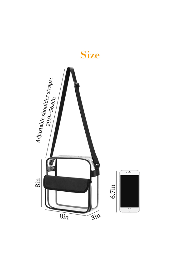 Clear Plastic Tote Bag, Transparent Handbag with Zipper Crossbody Strap