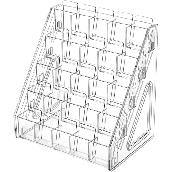 Clear Plastic Trading Card Display Stand Vertical Graded Shelf for Sports, Baseball, Basketball & Gaming Cards(RL 5-Tier 1 PC)