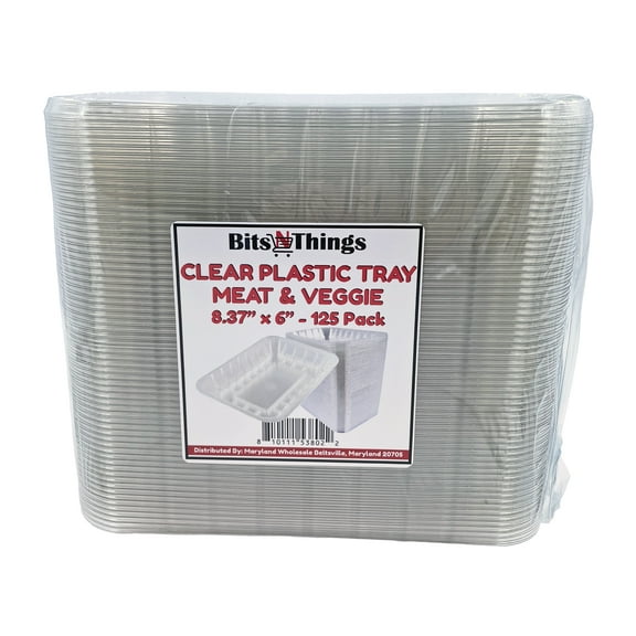 Clear Plastic Tray | 6 x 8-3/8 x 1-1/8 | Display Fresh Meats, Vegetables, or Fruits | 125 Count