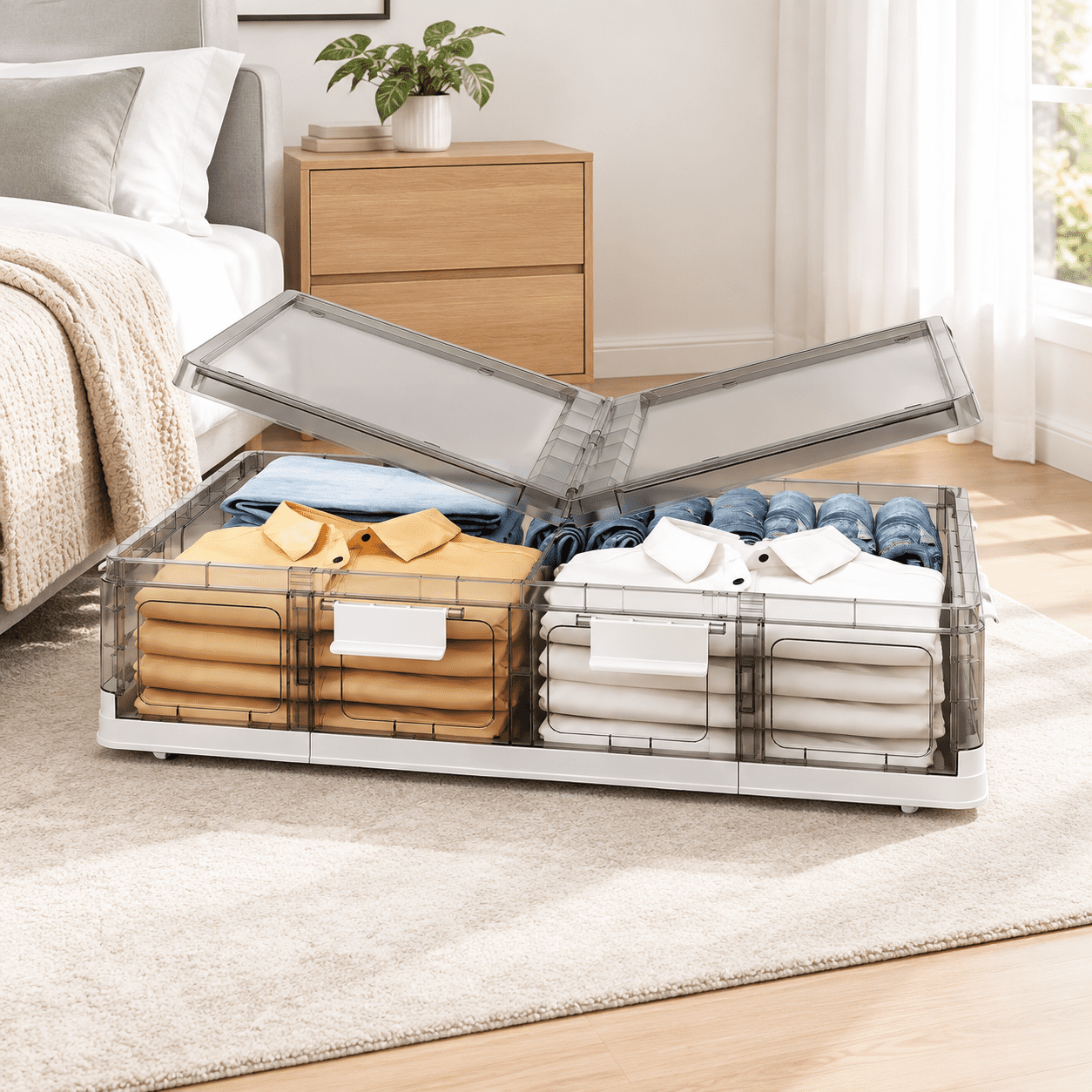 Clear Plastic Under Bed Storage Containers Standard - 1 Pack with Lids ...
