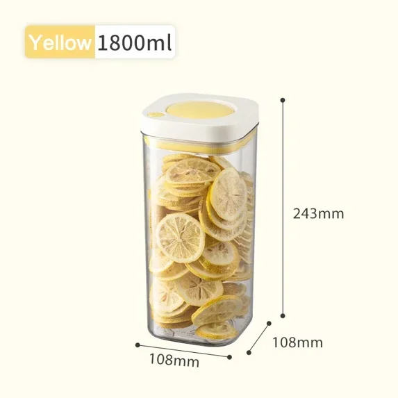 Kitchen Plastic Container Clear Plastic Vacuum Food Storage Container, Kitchen Pantry Jar for ...
