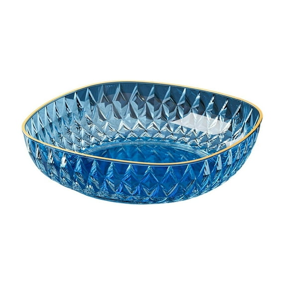 Clear Plastic Vegetable Tray with Gold Rim, Snack & Fruit Platter for Kitchen, Party, Picnic, Dishwasher Safe