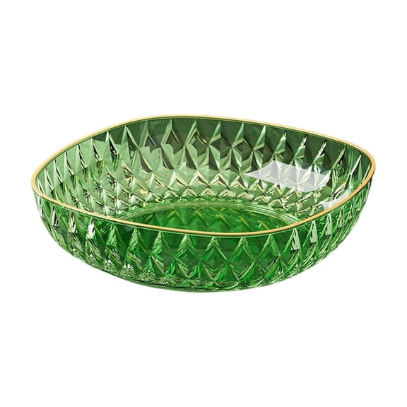 Clear Plastic Vegetable Tray with Gold Rim, Snack & Fruit Platter for Kitchen, Party, Picnic, Dishwasher Safe
