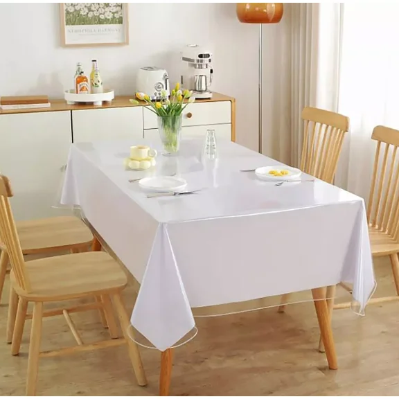 Clear Plastic Vinyl Fabric Table Cover Protector Tablecloth for Dining Room Table