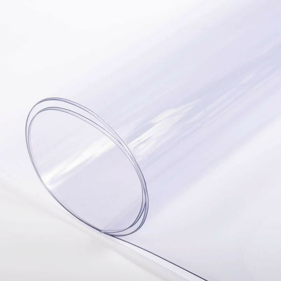 Clear Plastic Vinyl PVC Fabric Table Cover Tablecloth Protector for Dining Room Table Waterproof Spillproof Transparent Sheet Table Cover - Sold Folded